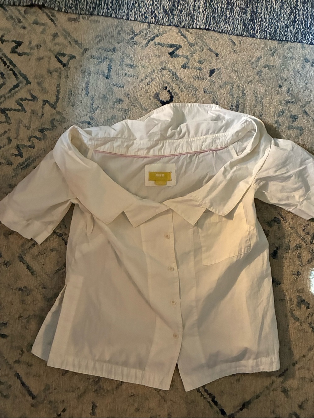 Maeve White Off-Shoulder Button-Up Blouse